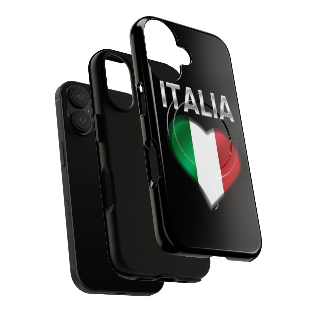 Metallic magnetic tough phone case with Italian flag heart design - Layers