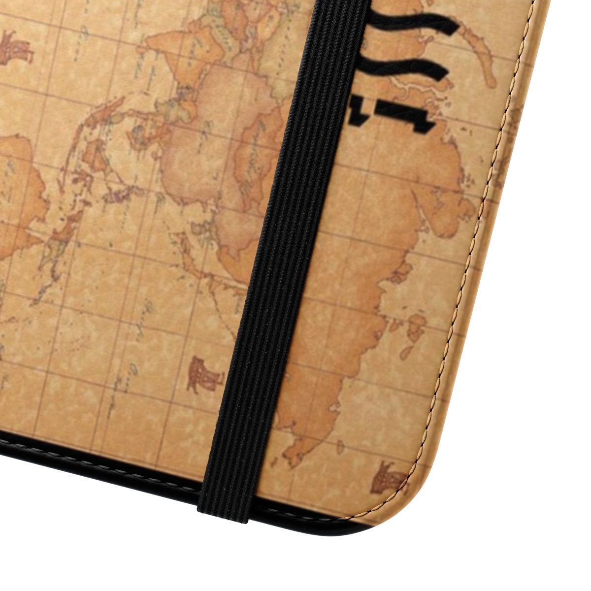 Premium flip phone case with stylish map, globe, and fashion design - Close Up