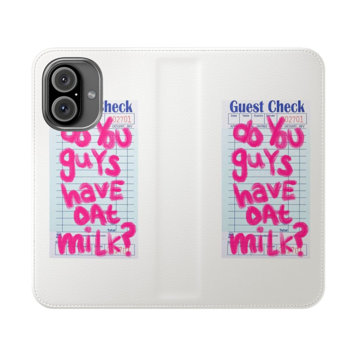 Oat milk aesthetic phone case with trendy guest check pattern