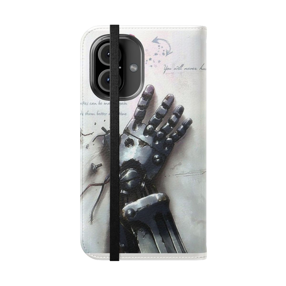 Anime-inspired Fullmetal Alchemist-themed flip phone case with alchemy and character designs - Folded Front