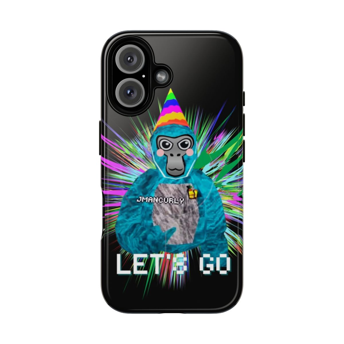 Magnetic tough phone case with gorilla tag video game design for VR gaming