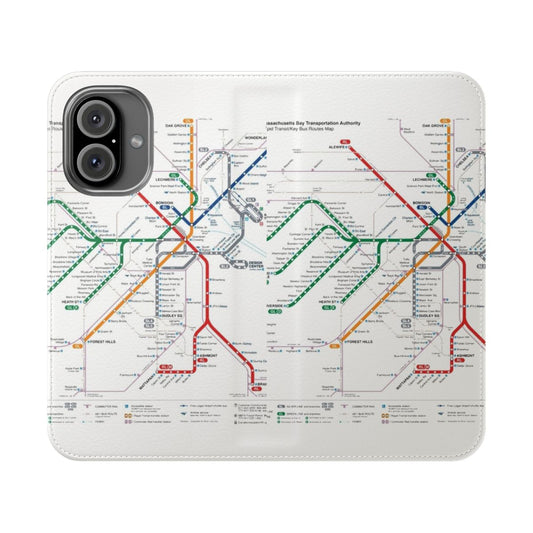 Boston MBTA Map Flip Cover Phone Case for Sports Enthusiasts