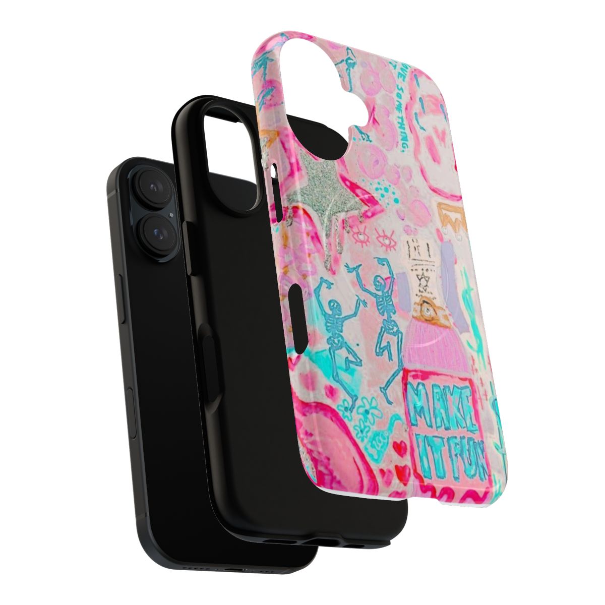 Vibrant watercolor collage design on a durable phone case - Layers