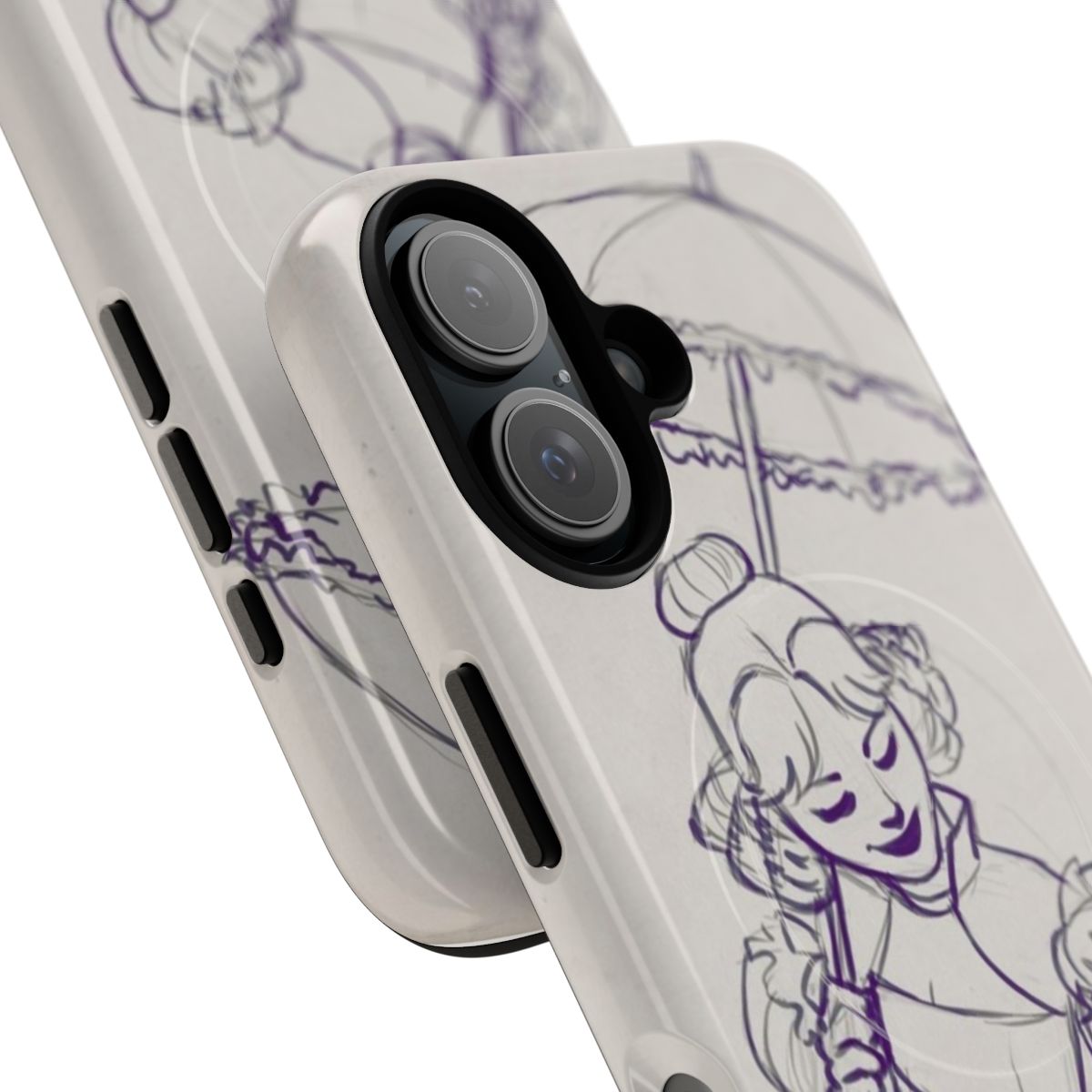 Haunted mansion inspired phone case with alligator, tightrope, and stretching portrait designs - Detail