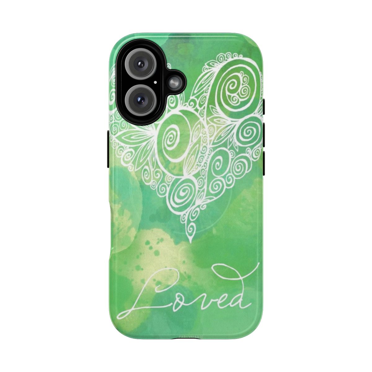 Magnetic tough phone case featuring a heart chakra mandala design