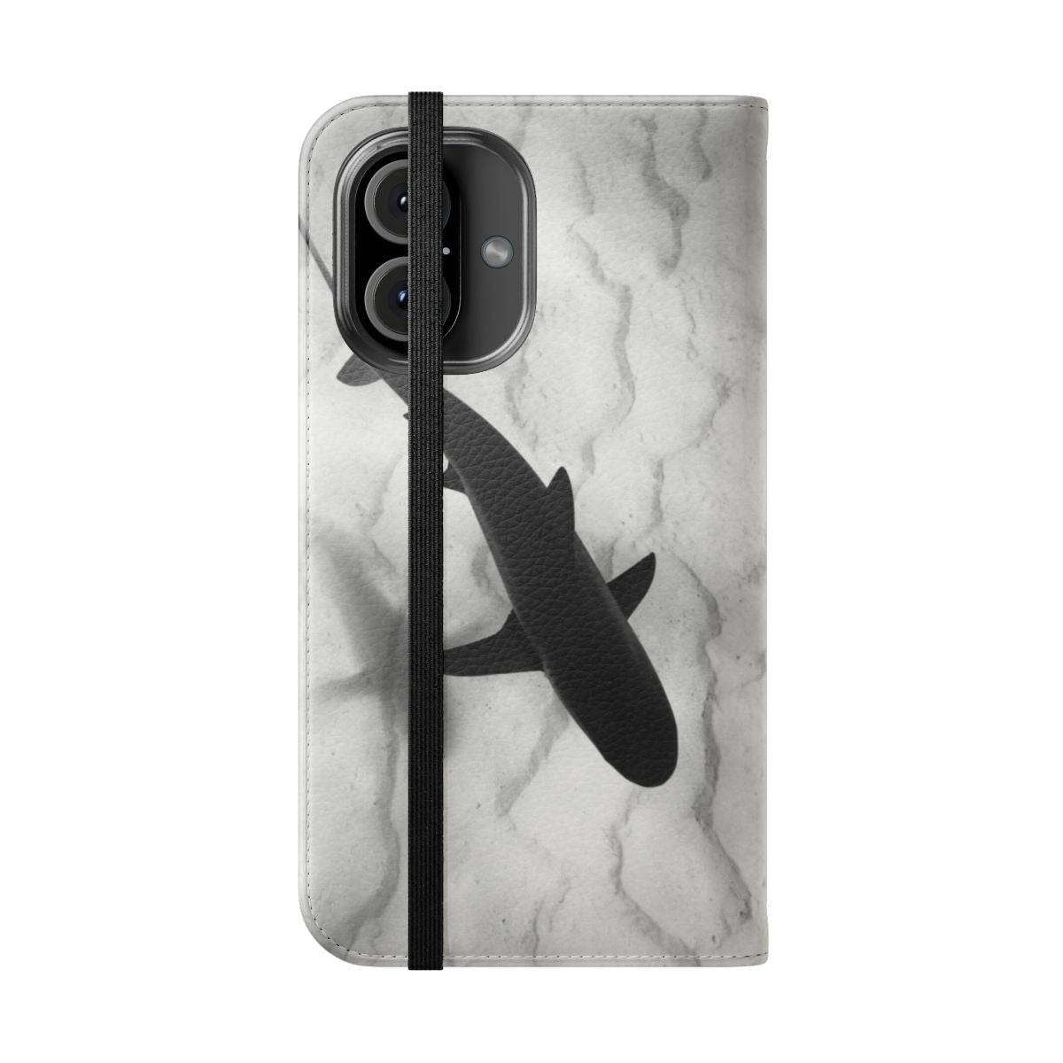 Shark silhouette design on a flip cover phone case - Folded Front