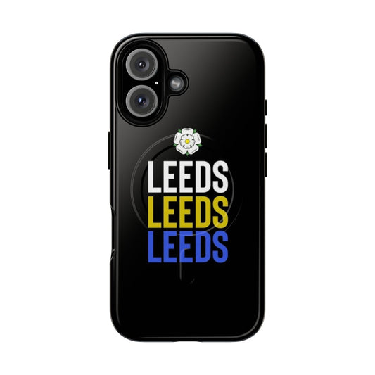 Leeds United FC magnetic phone case with tough protective design