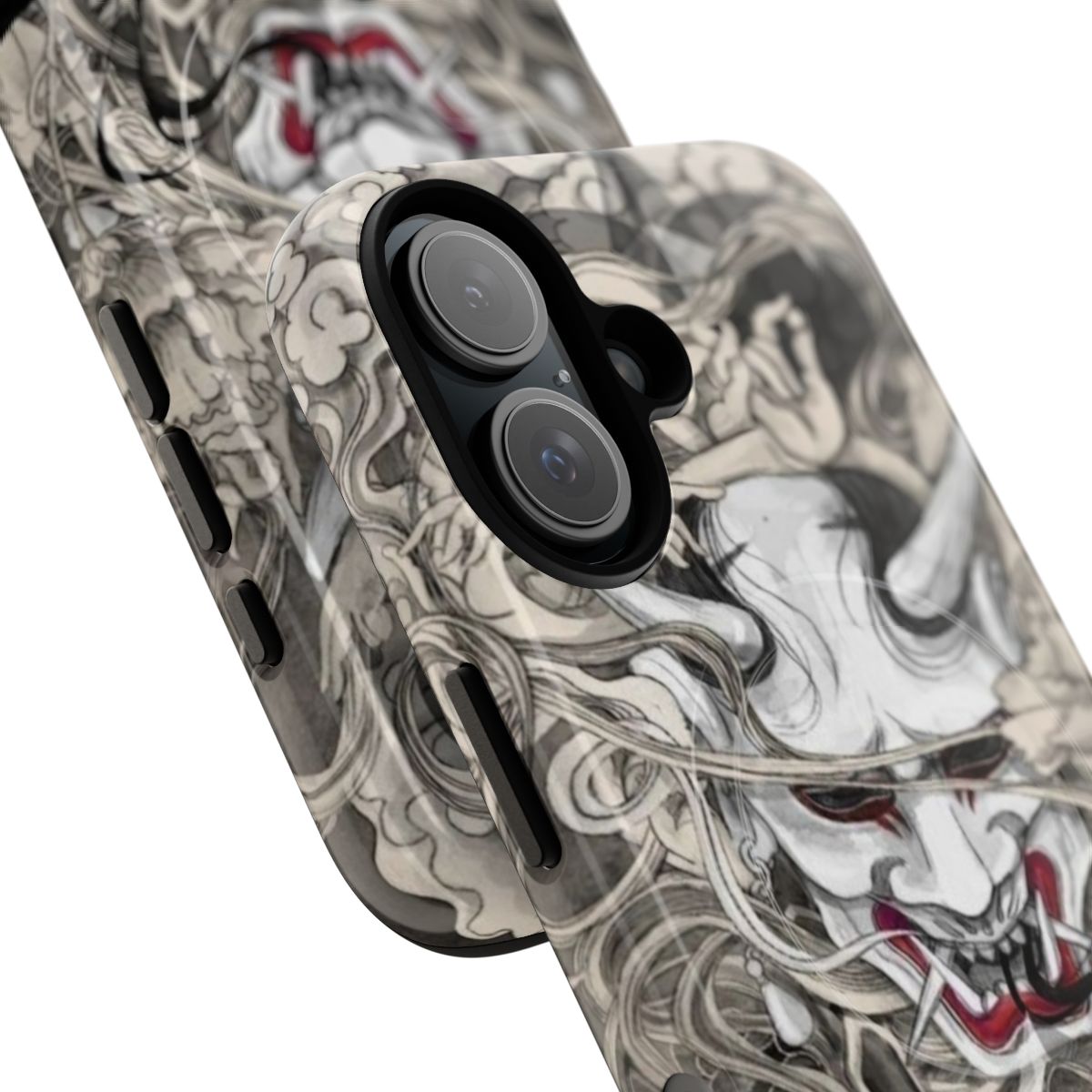 Stylish anime-inspired magnetic tough phone case with samurai, oni, and mecha designs - Detail