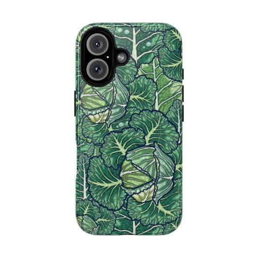 Artistic phone case featuring a vibrant cabbage pattern design