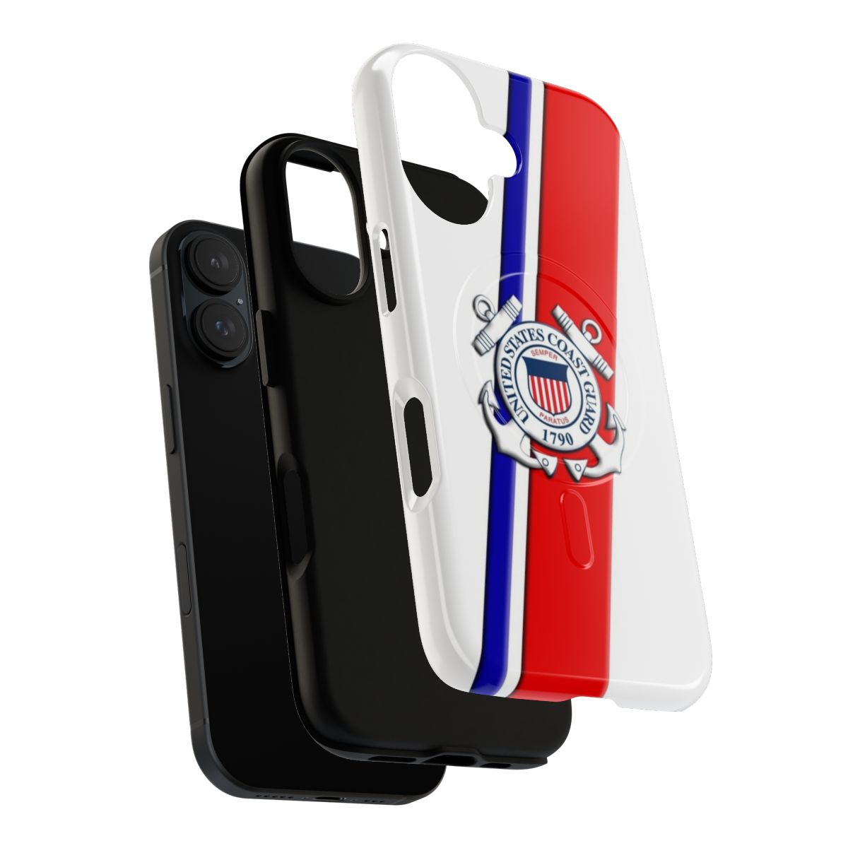 Tough phone case featuring the United States Coast Guard emblem and American flag design - Layers