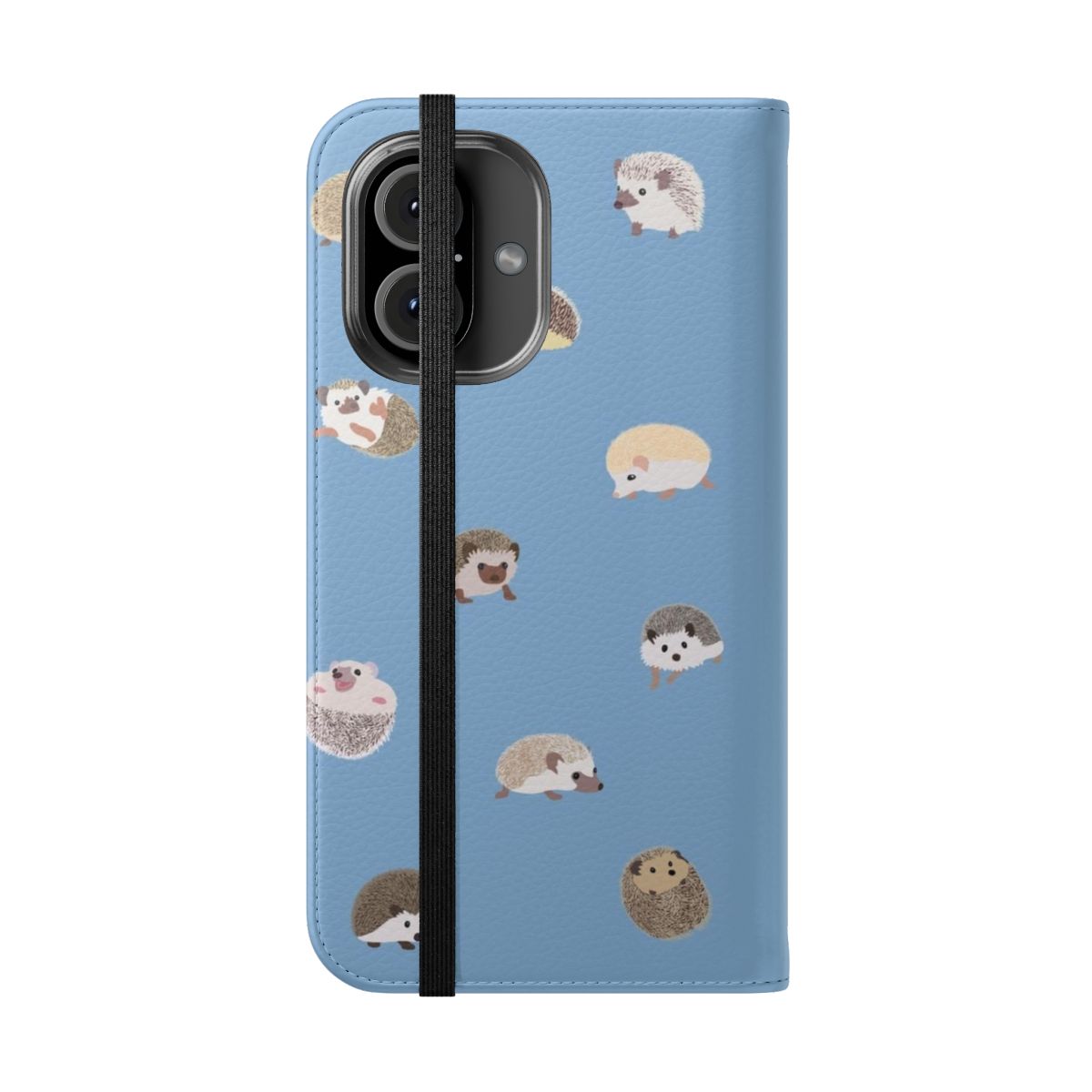 Hedgehog pattern phone case cover with a cute animal design - Folded Front