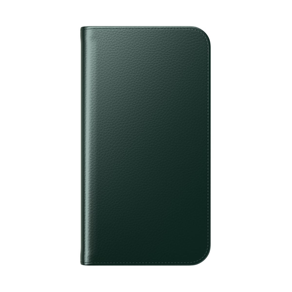 Solid color flip cover phone case in a deep forest green shade - Folded Back