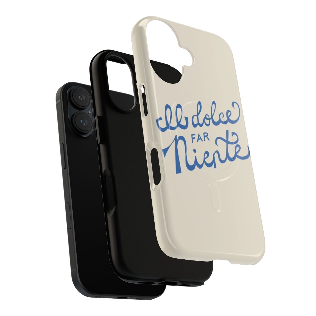 Magnetic phone case with hand-lettered "Il dolce far niente" Italian phrase and minimalist design - Layers