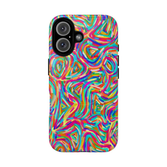 Colorful rainbow chalk-inspired magnetic tough phone case