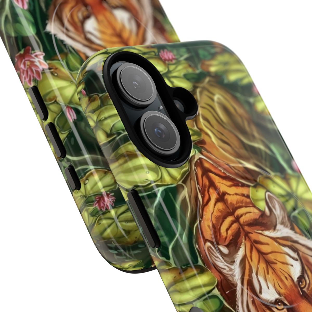 A tough phone case featuring a vivid tiger lily floral design. - Detail