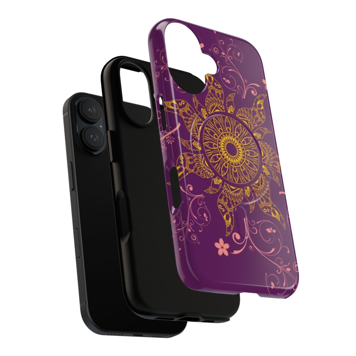 Boho floral mandala design on a protective magnetic tough phone case - Layers