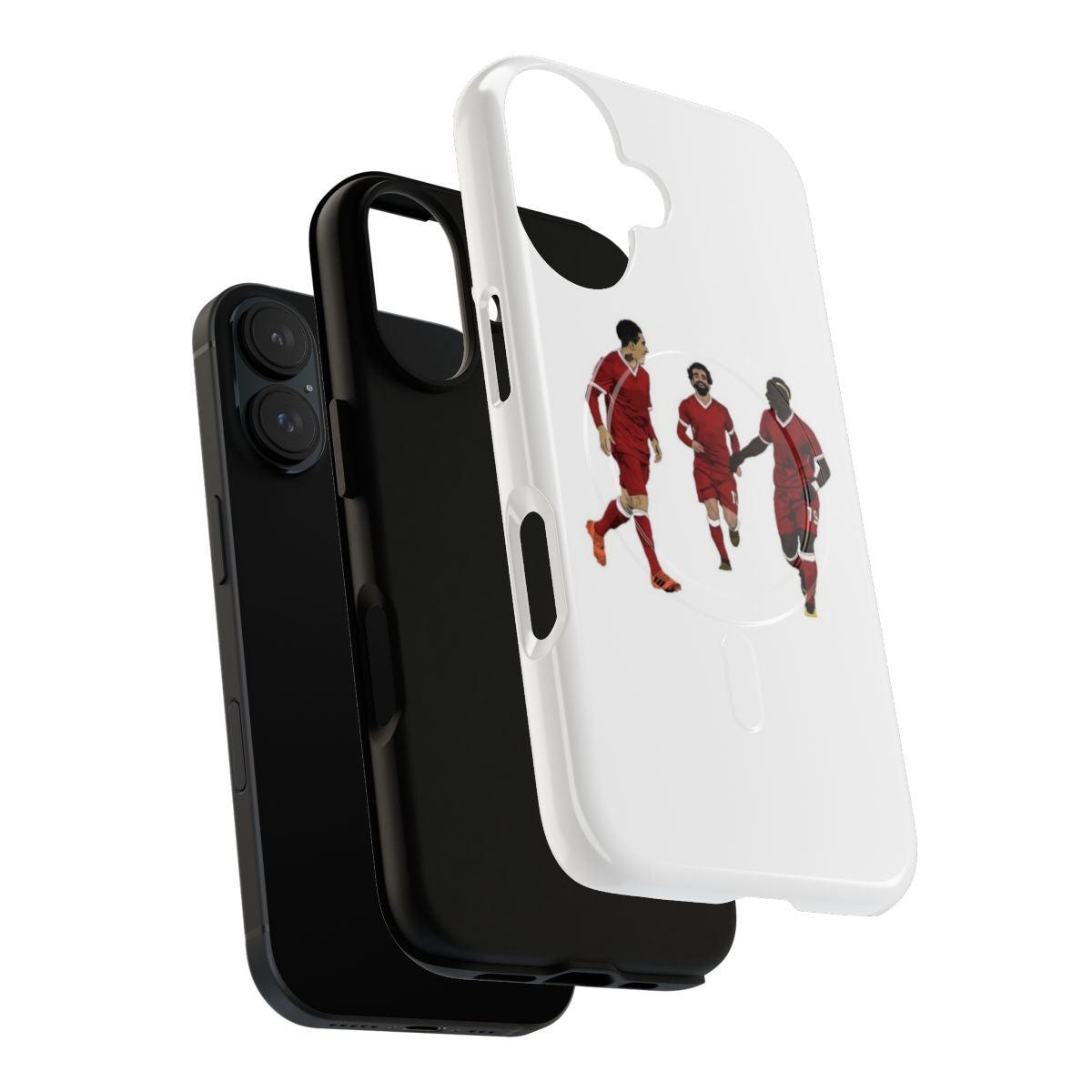 Magnetic tough phone cases featuring Liverpool FC players Roberto Firmino, Mohamed Salah, and Sadio Mane - Layers