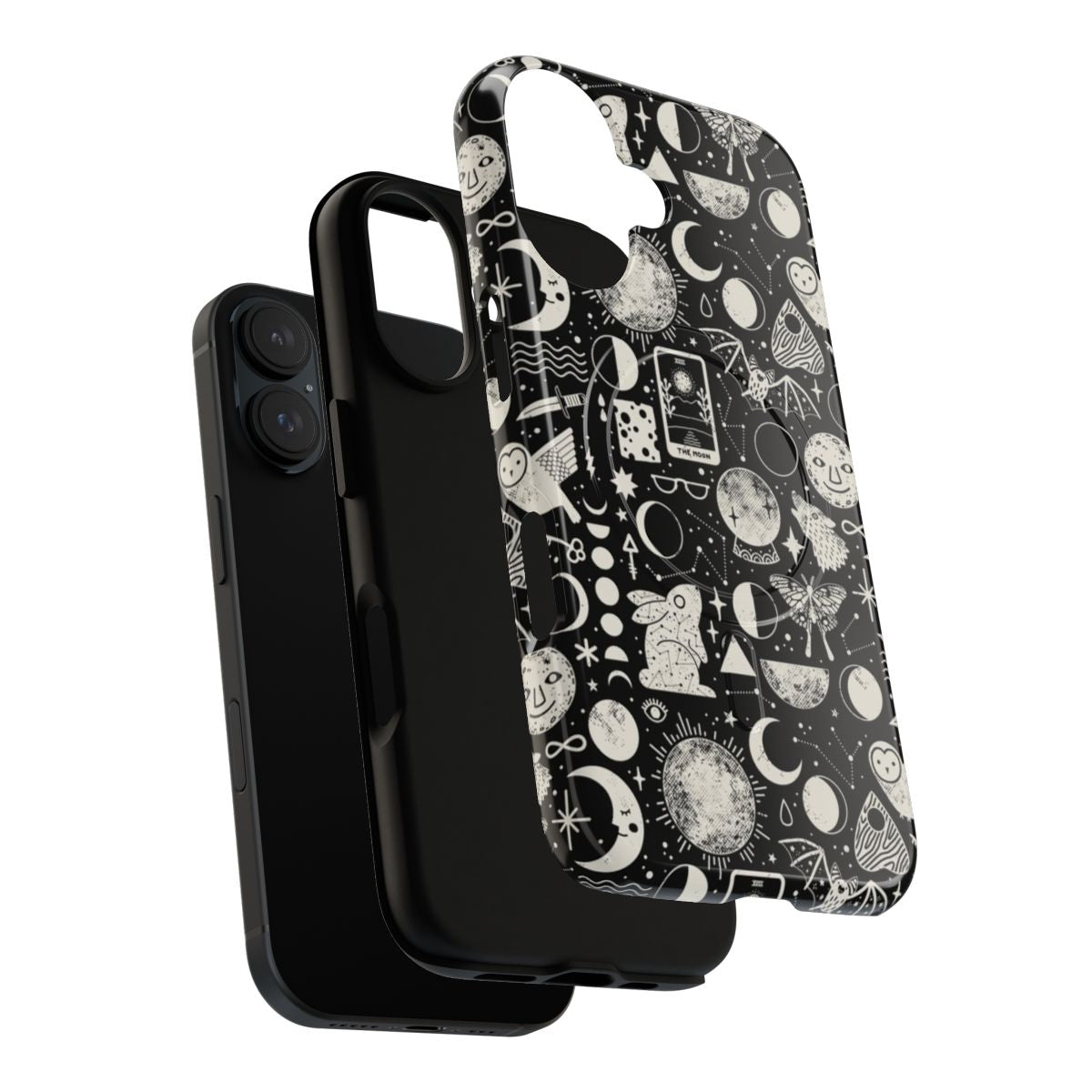 Lunar pattern phone case with eclipse, celestial, and mystic design elements. - Layers