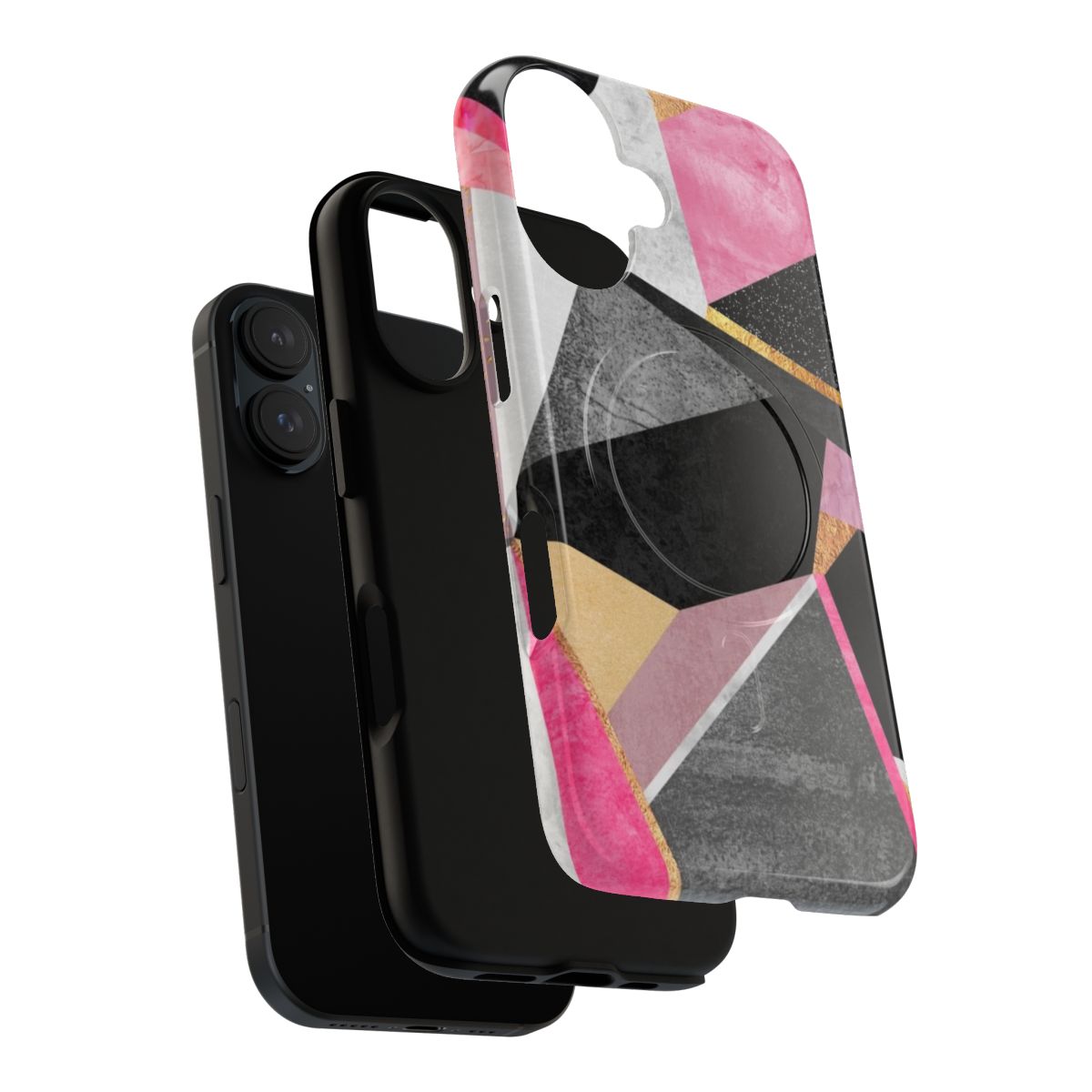 Pink and white geometric pattern phone case - Layers