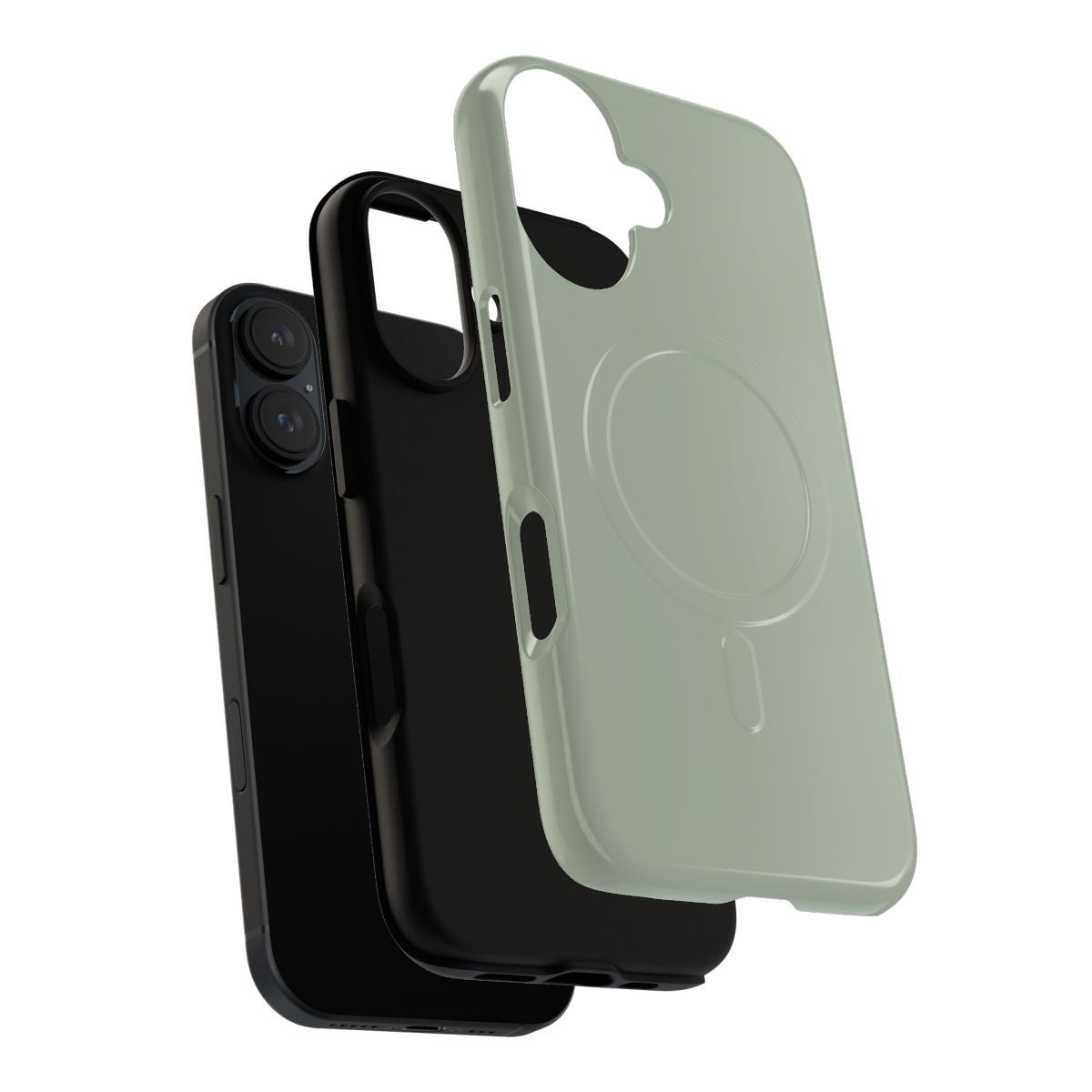 Sage green magnetic phone case with tough protection for pets - Layers