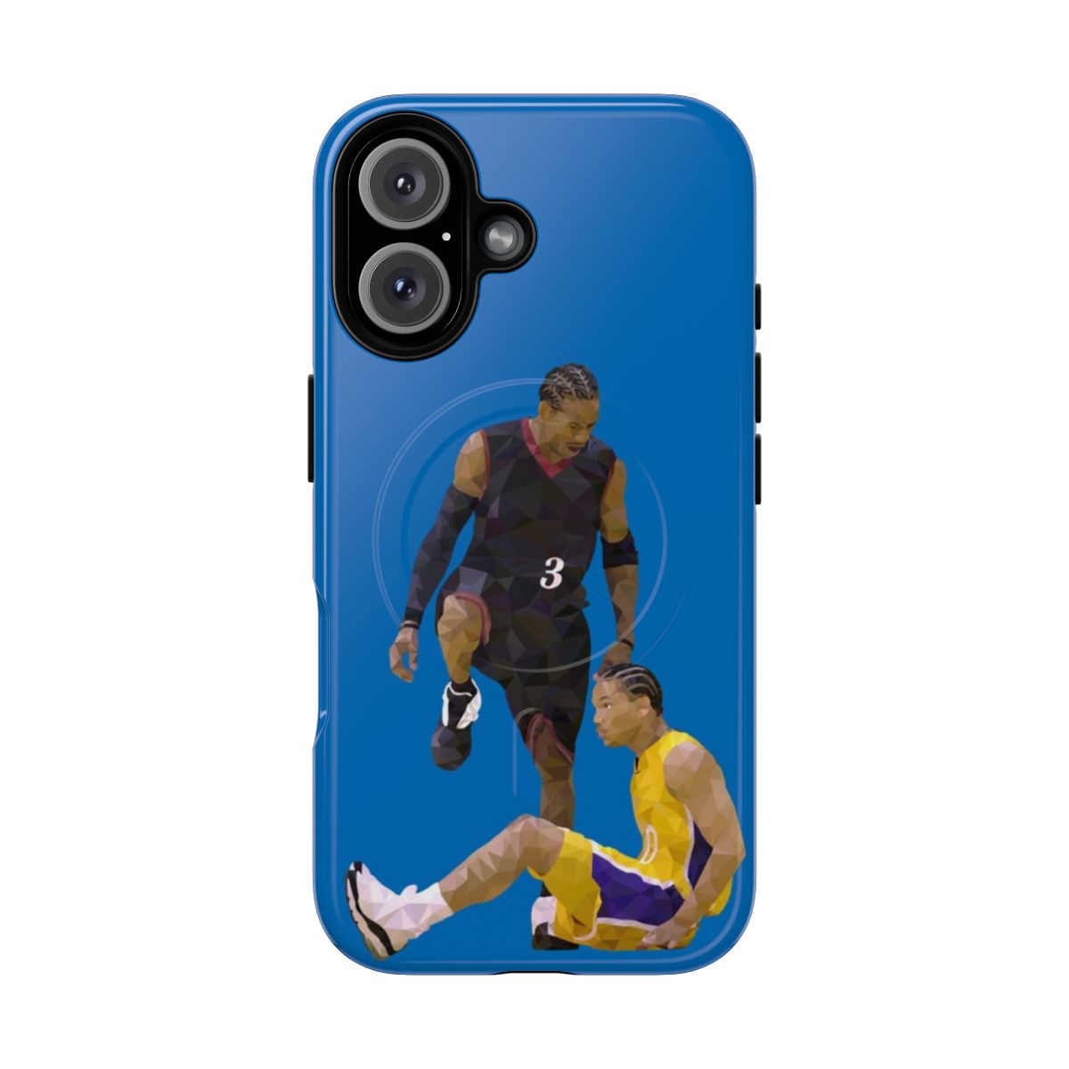 Low polygon illustration of Allen Iverson stepping over Tyronn Lue on a magnetic, tough phone case