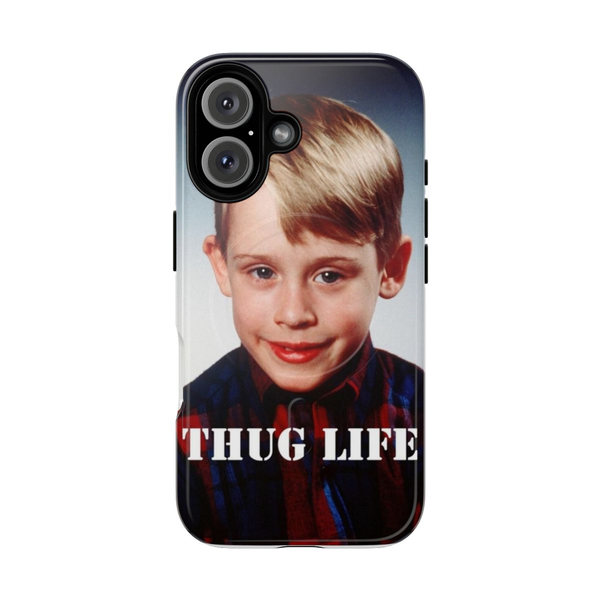 Retro-styled magnetic phone case featuring Macaulay Culkin's "Thug Life" design