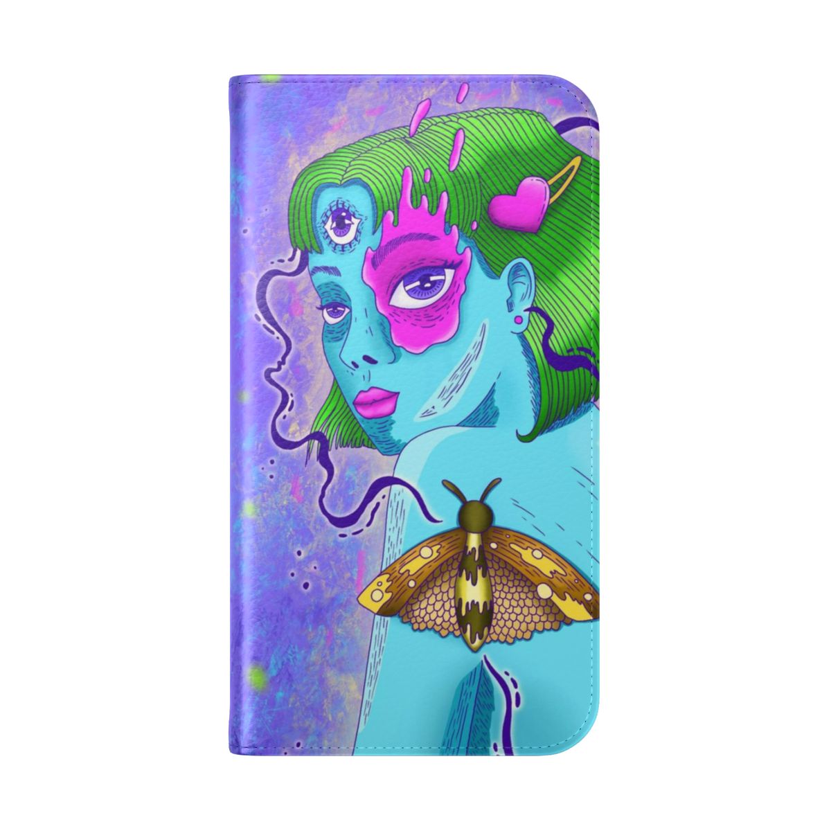 Psychedelic trippy alien butterfly phone case - Folded Back