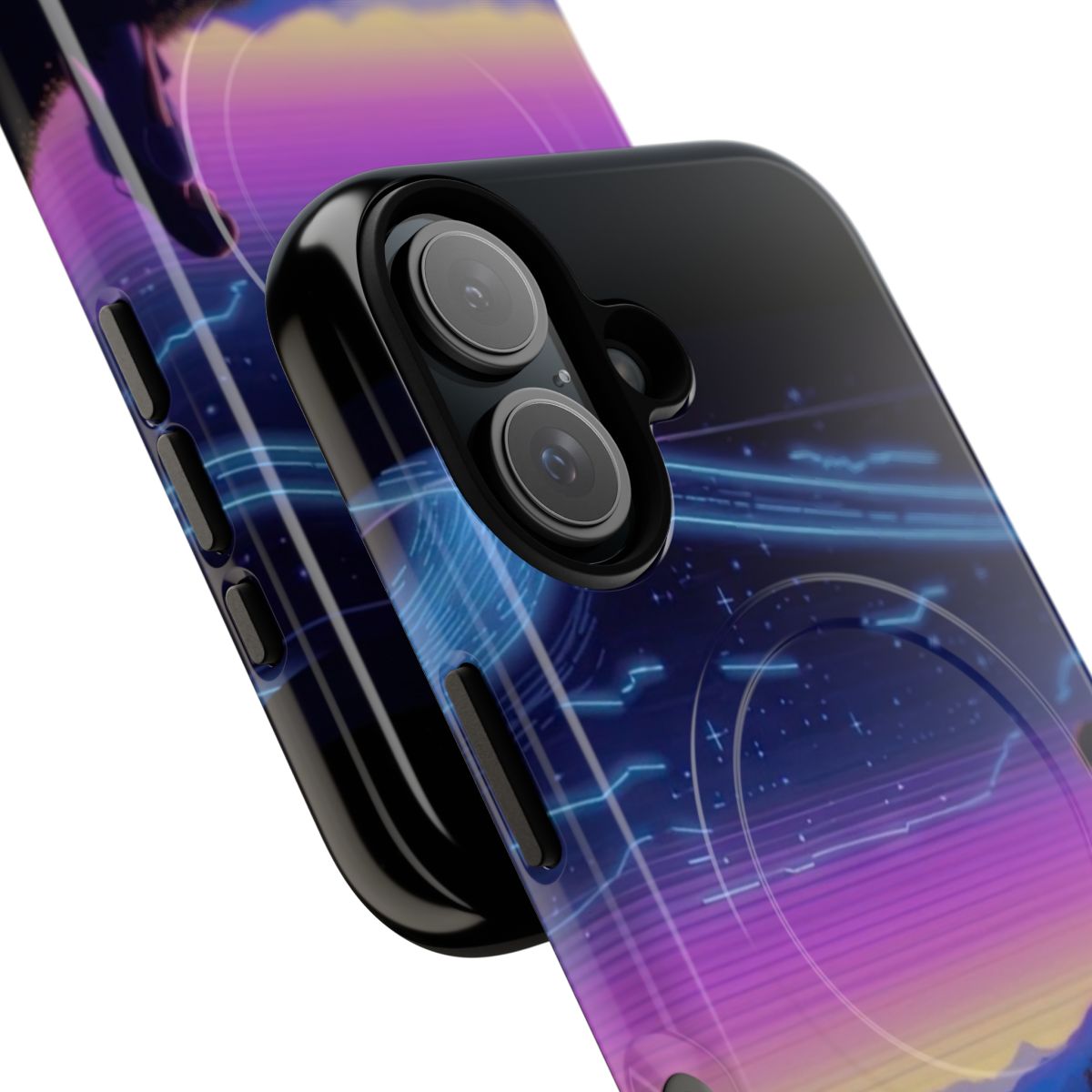 Magnetic tough phone case with a vibrant night sky, cosmic, and space art design. - Detail