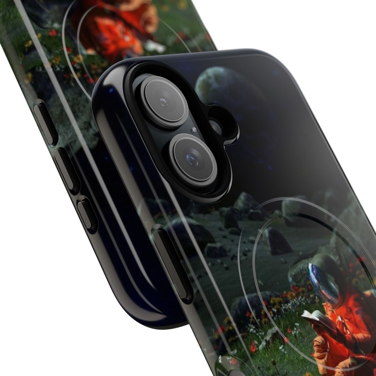 Cosmic, space-themed magnetic tough phone case with surreal imagery - Detail