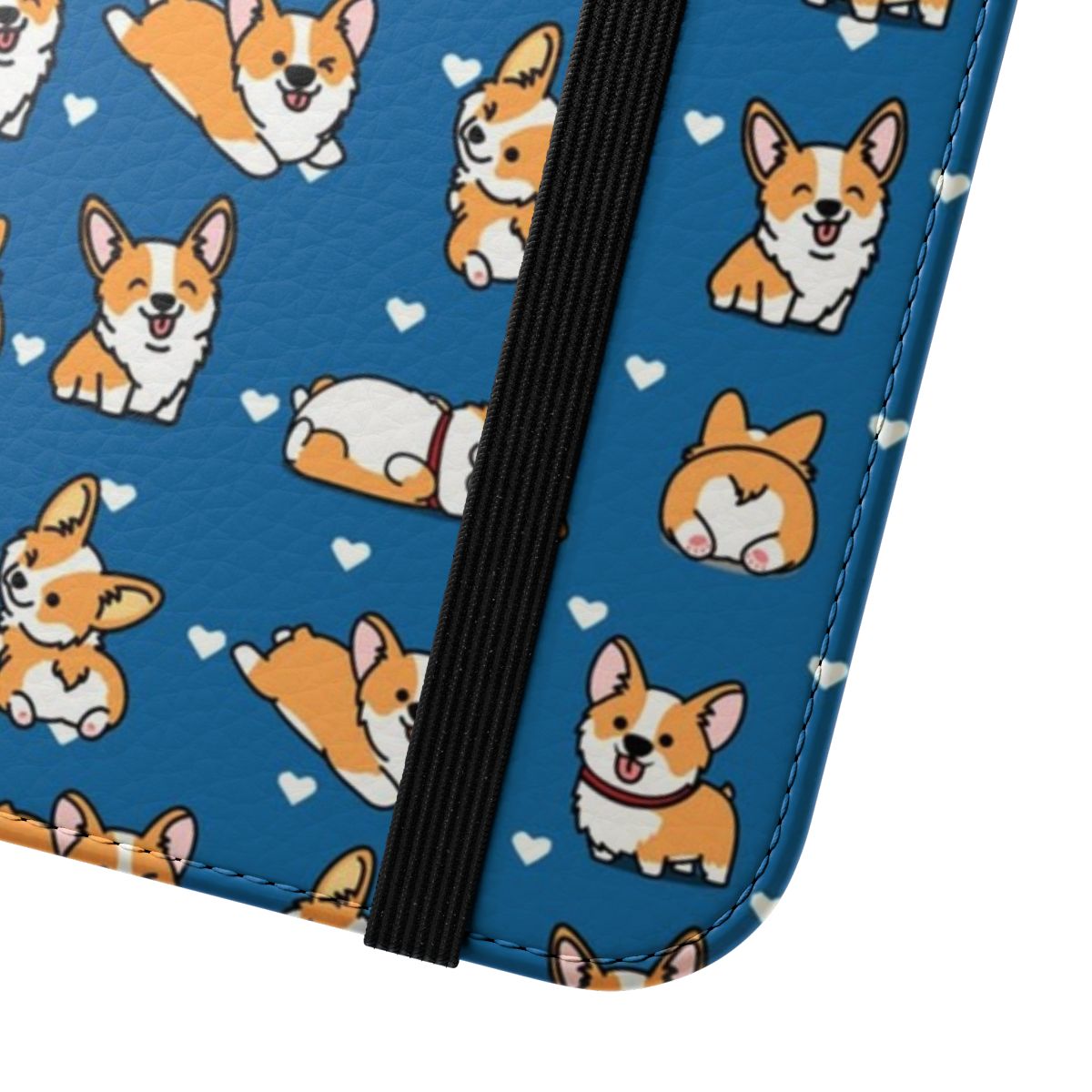 Kawaii Corgi Flip Cover Phone Case - Close Up