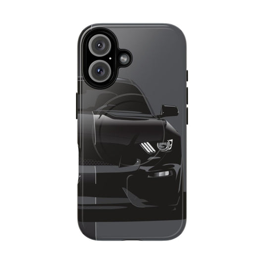 Durable black magnetic phone case with Ford Mustang-inspired design