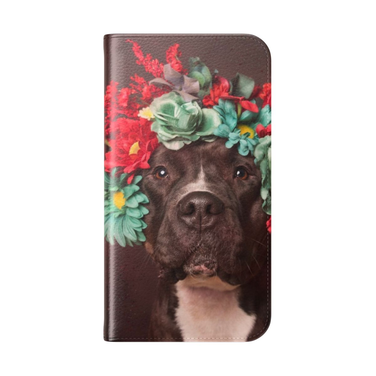 Flower Power Floral Dog Phone Case for Pit Bull and Dog Lovers - Folded Back