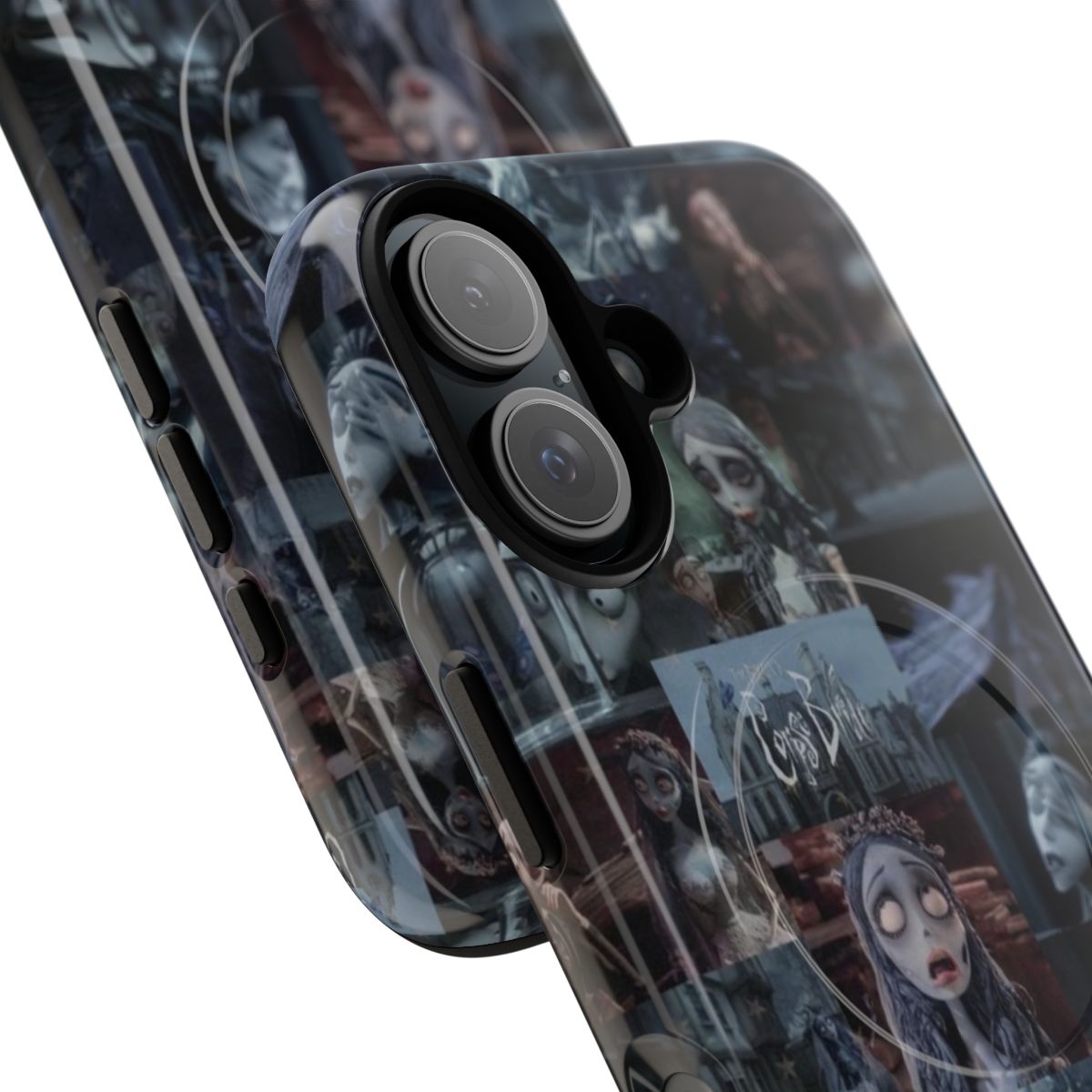 Stylish phone case featuring Tim Burton's Corpse Bride character design - Detail