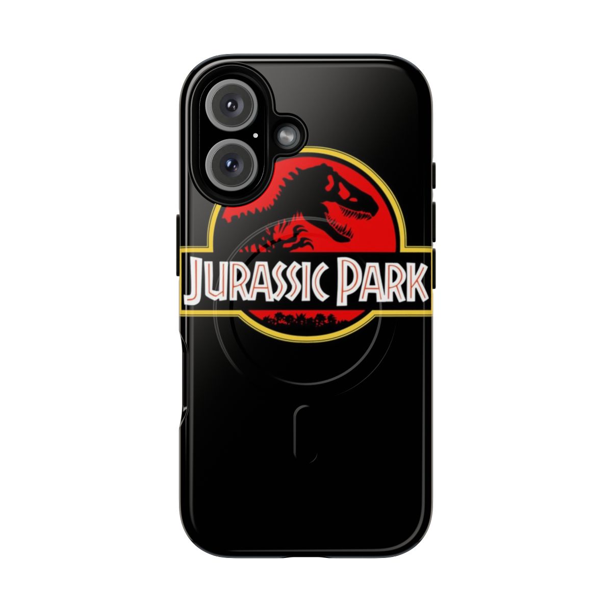 Vintage-inspired Jurassic Park logo phone case with magnetic and tough protection