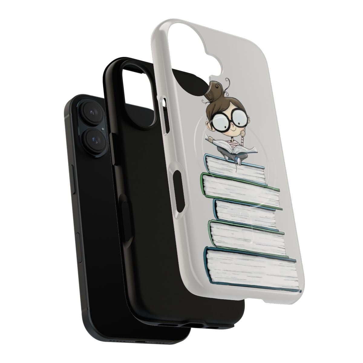 A protective phone case with a magnetic book lover design for kids and children. - Layers