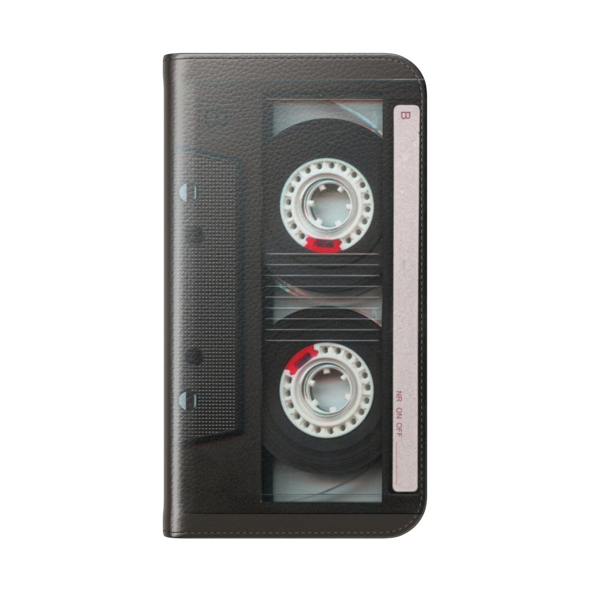 Retro cassette tape-style phone case with a flip cover design - Folded Back