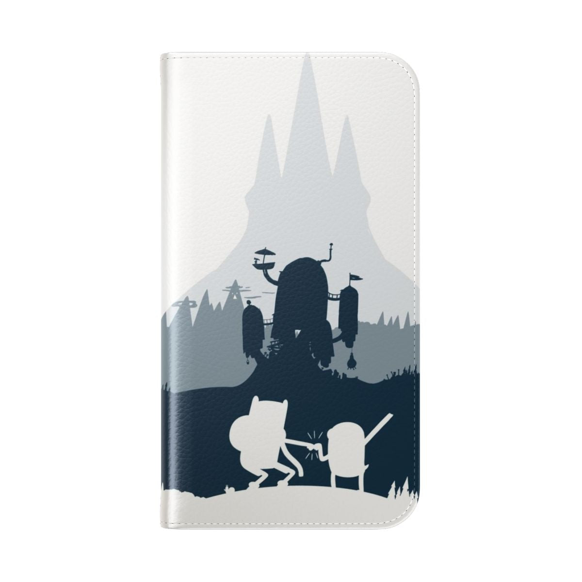 Icy blue silhouette of the Ice King from the cartoon show Adventure Time on a flip cover phone case. - Folded Back