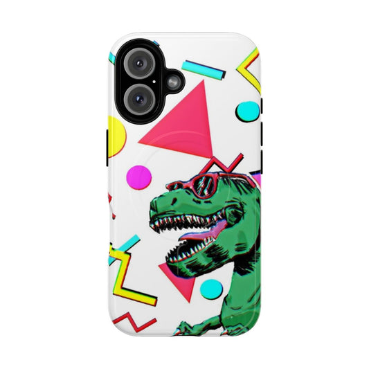 Retro 90s dinosaur-themed magnetic tough phone case