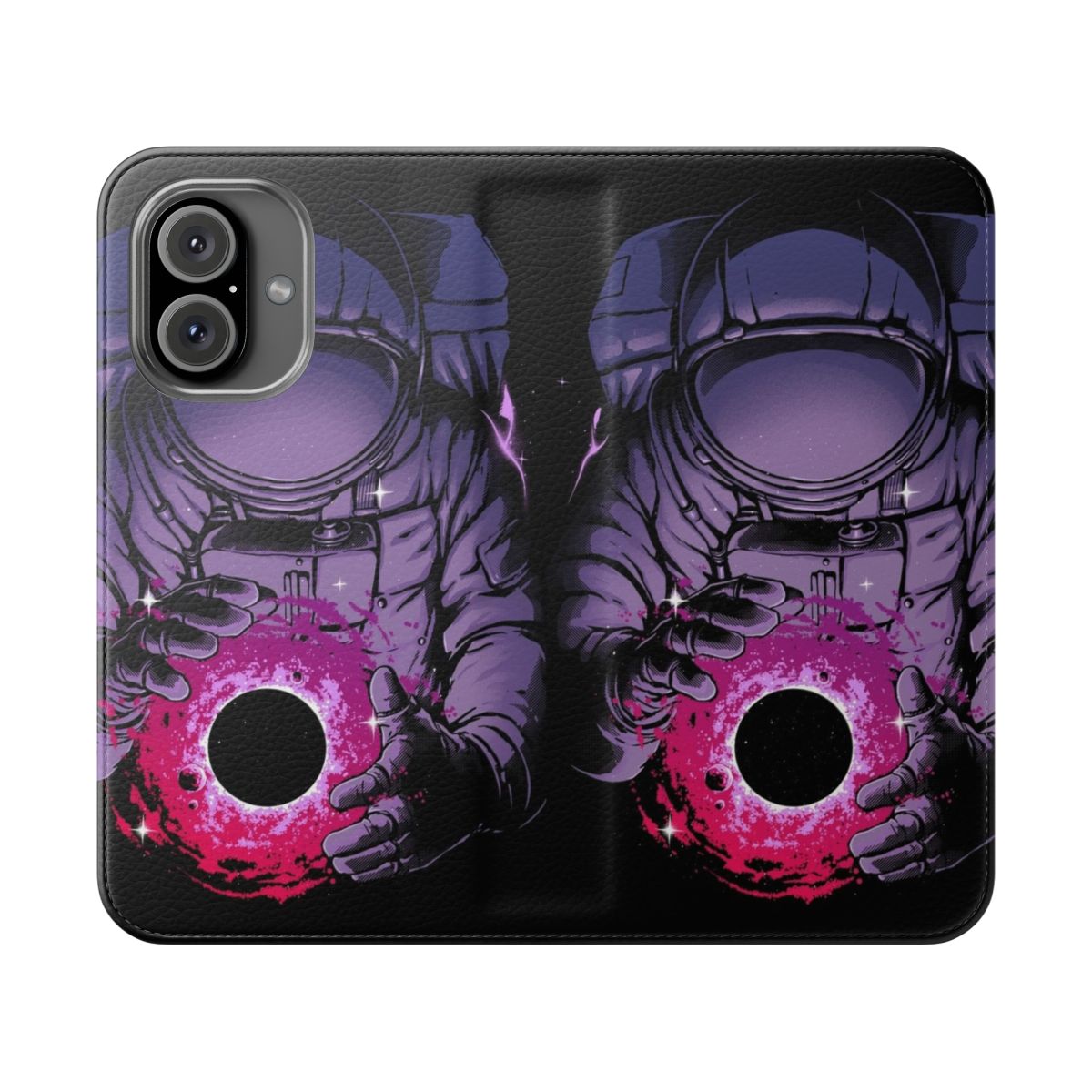 Deep space flip phone case with cosmic design