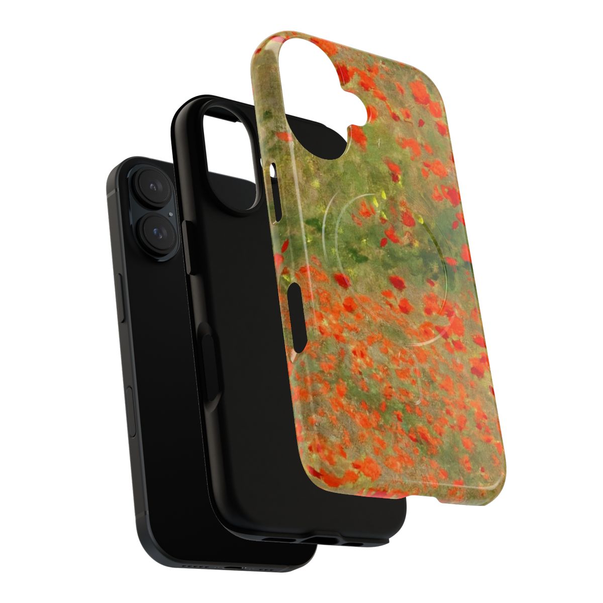 Monet-style impressionist painting of a poppy field on a protective phone case - Layers