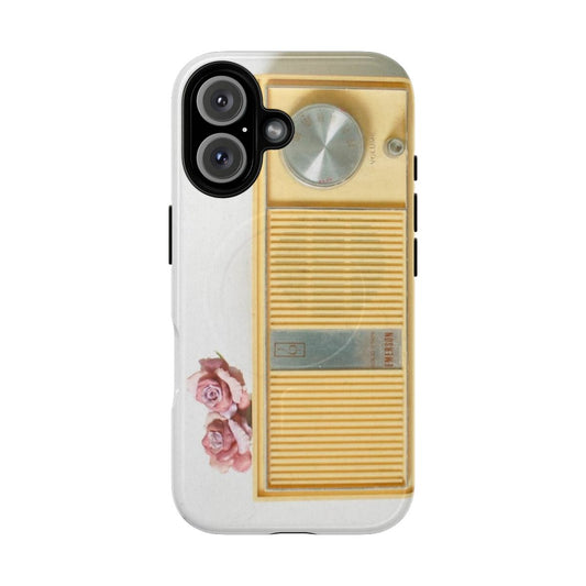 Vintage-inspired floral and music-themed magnetic tough phone case