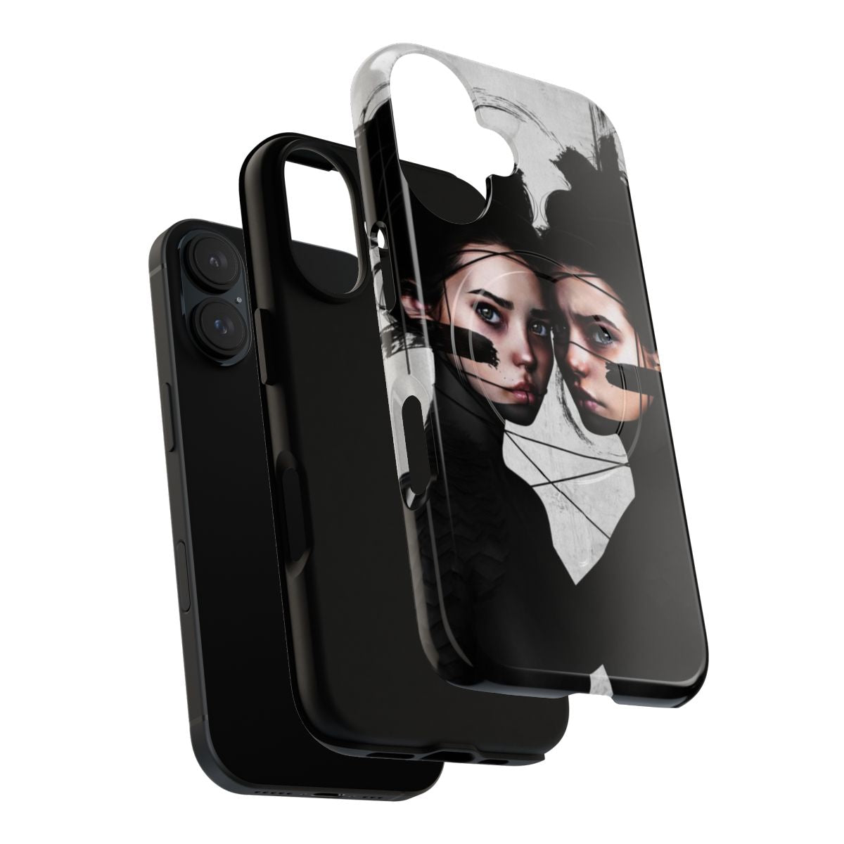 Gemini-themed phone case featuring a pop surrealist portrait design - Layers