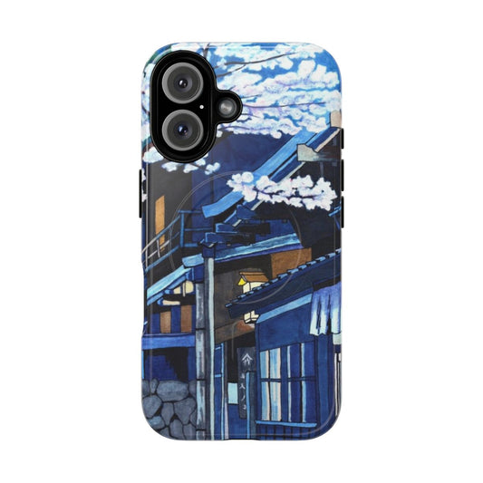 Artistic phone case featuring a tranquil scene of cherry blossoms at dusk