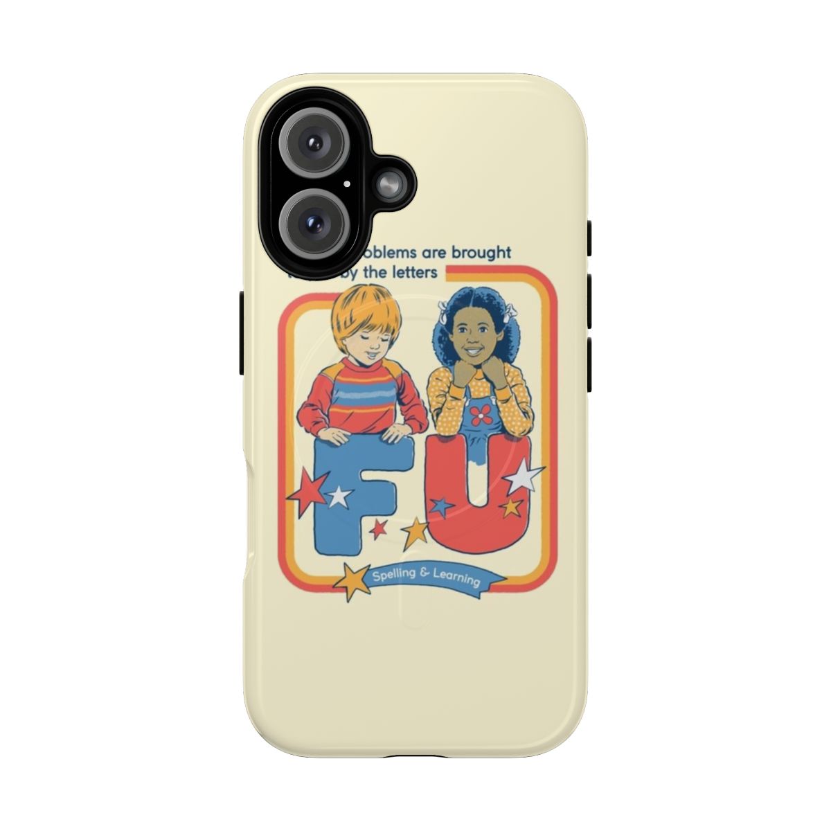 Vintage-inspired magnetic tough phone case with humorous, anti-social, dark humor design