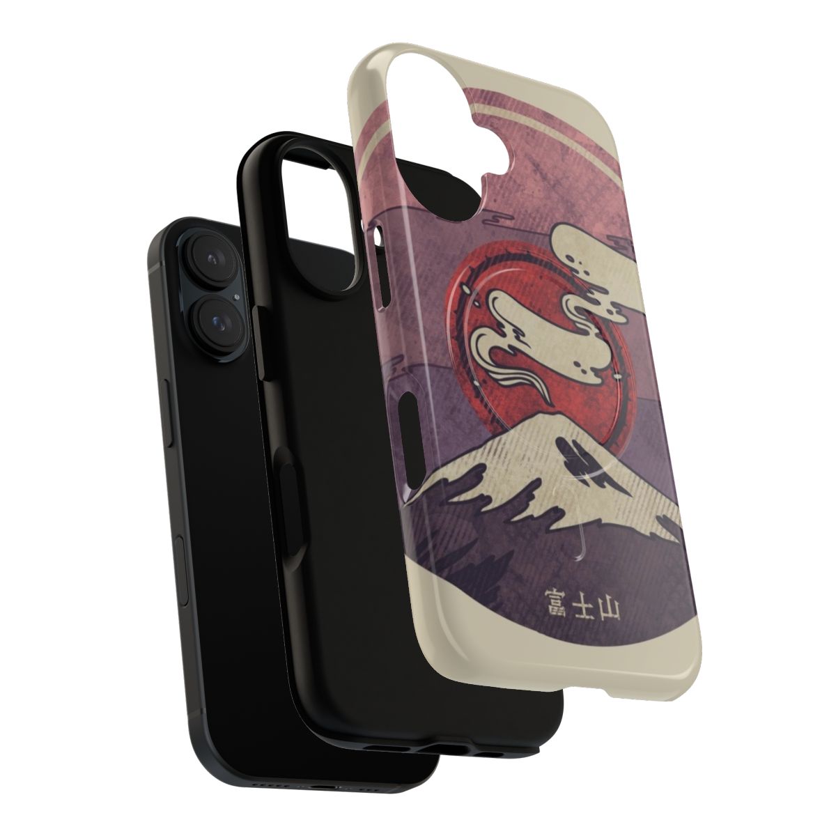 Fuji-Inspired Magnetic Tough Phone Case with Geometric and Japanese Designs - Layers