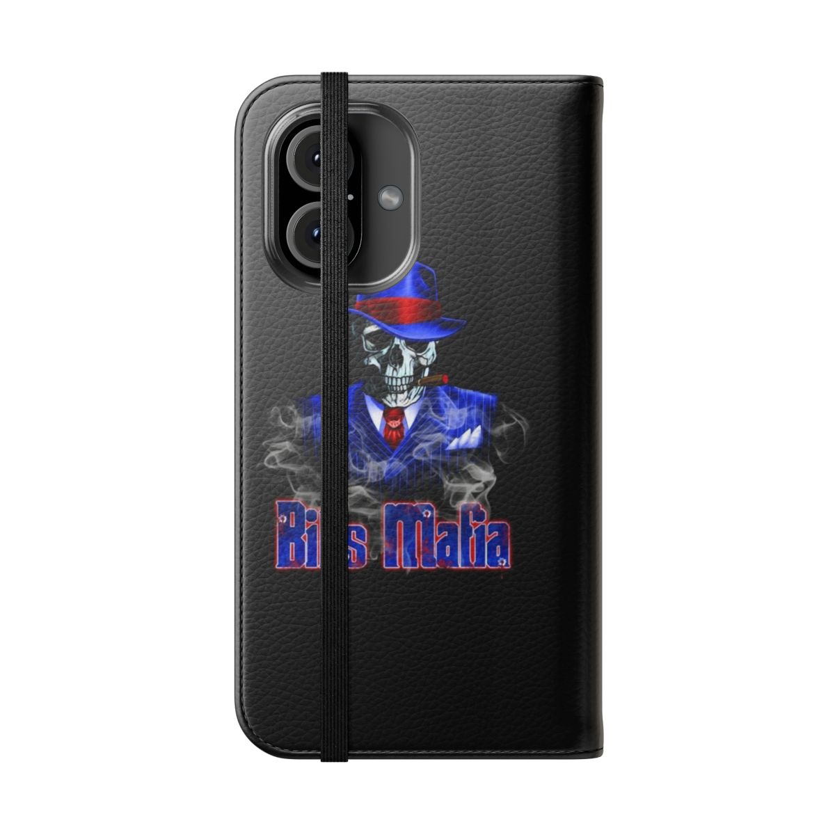 Buffalo Bills-inspired flip phone case with a skeleton design - Folded Front