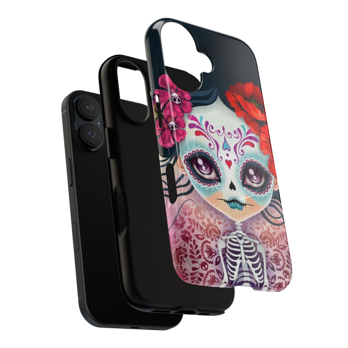 Calavera sugar skull design on a magnetic tough phone case - Layers