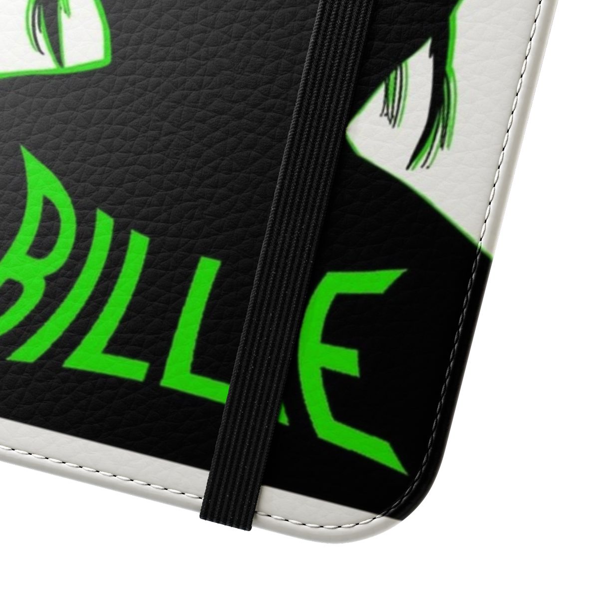 Green phone case featuring Billie Eilish's iconic look - Close Up