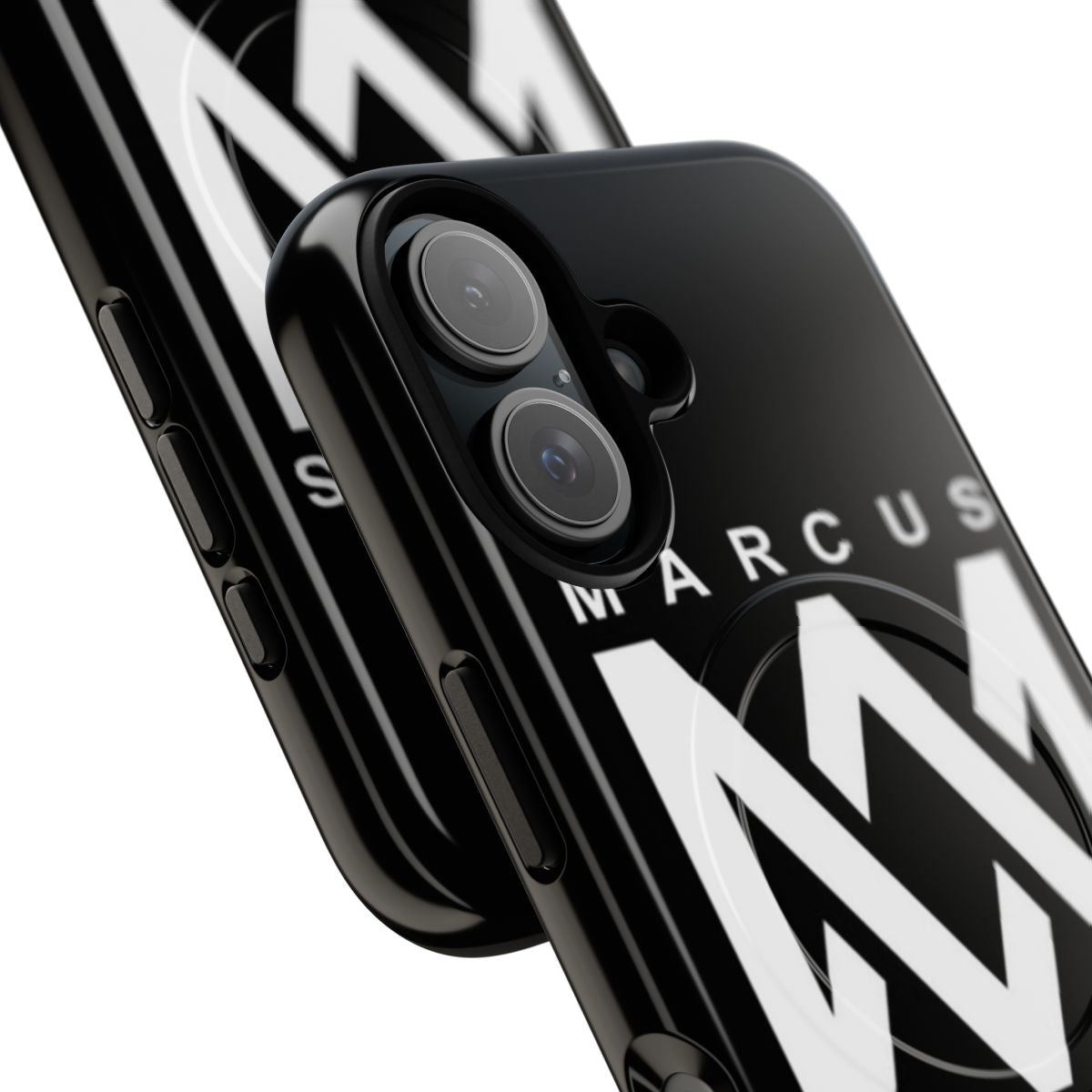 Magnetic tough phone case featuring a stylized design inspired by Marcus and Martinus - Detail