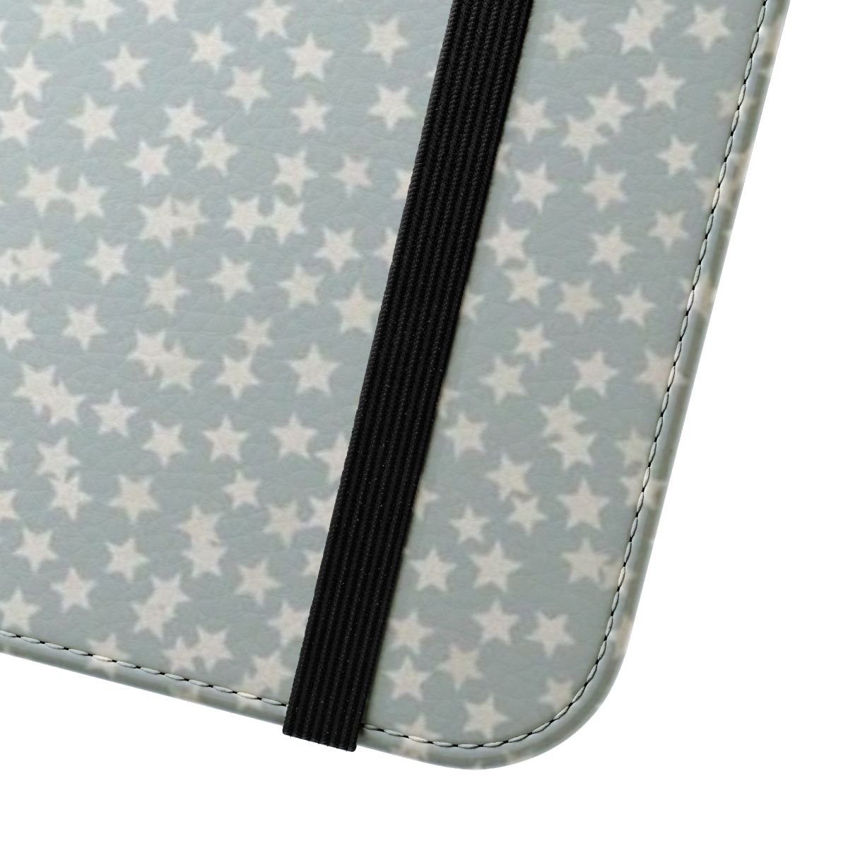 Blue stars pattern phone case with a flip cover design - Close Up